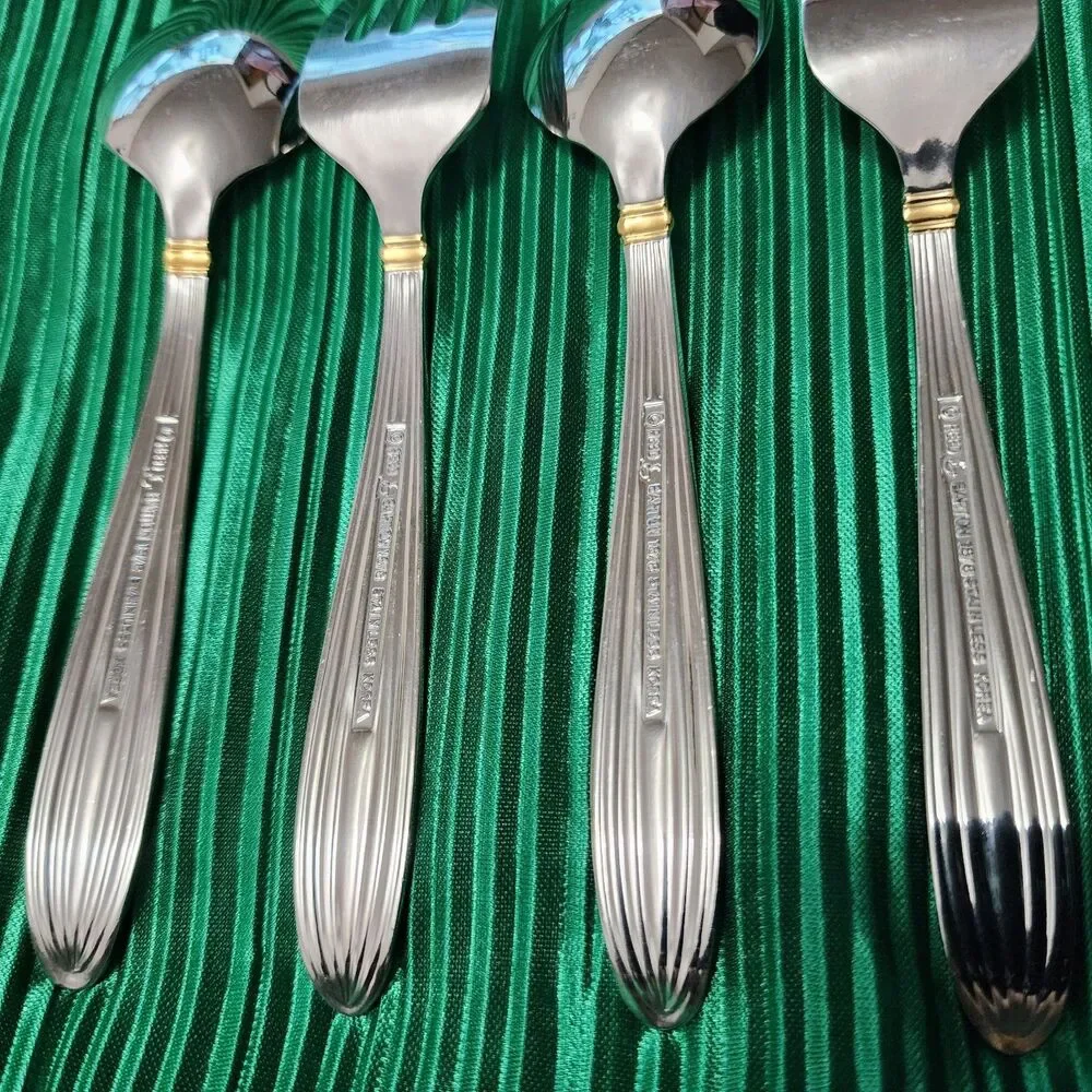 Reed & Barton GOLDEN JUBILEE 18/8 Stainless Steel 2 Teaspoons 2 Dessert Forks
